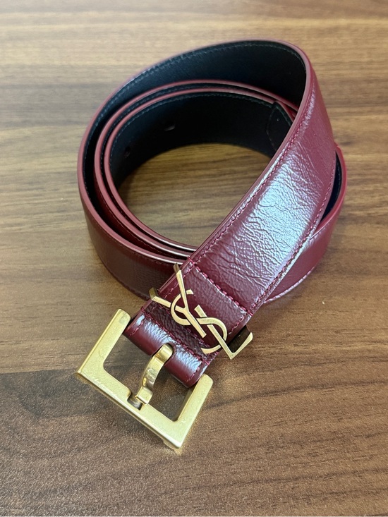 Yves Saint Laurent Accessories - Yves Saint Laurent Burgundy Leather Belt with Gold YSL Buckle